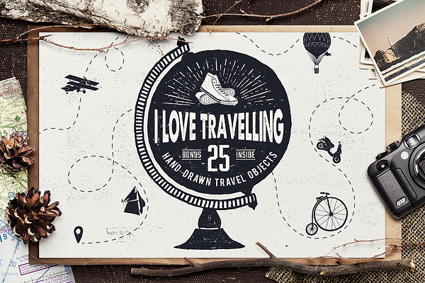 I Love Travelling. 25 Travel Objects