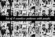 Set of 4 patterns with people.