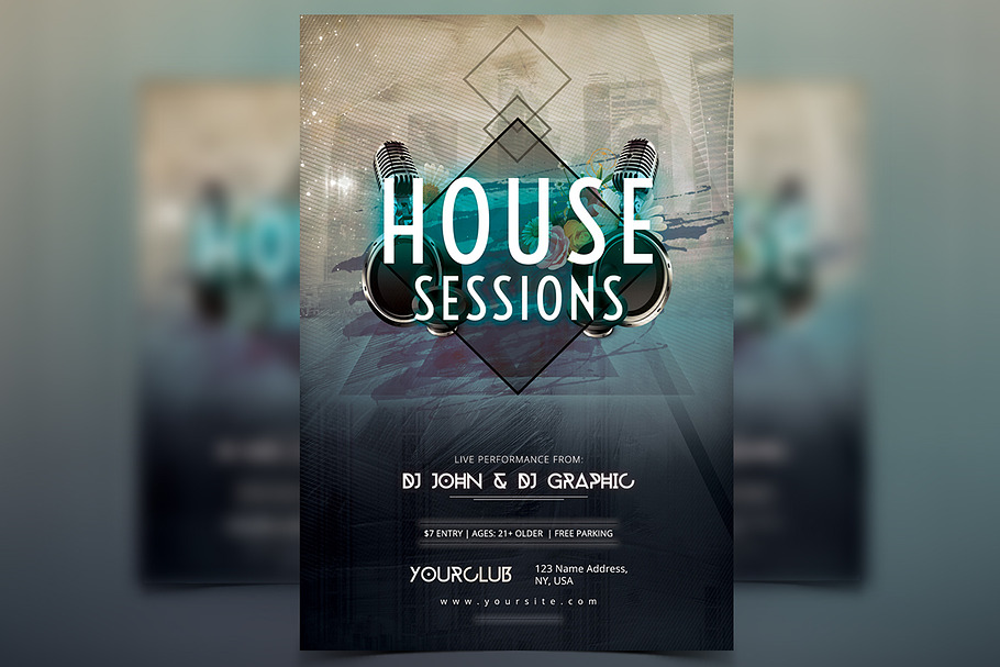 House Sessions - PSD Flyer in Flyer Templates - product preview 8