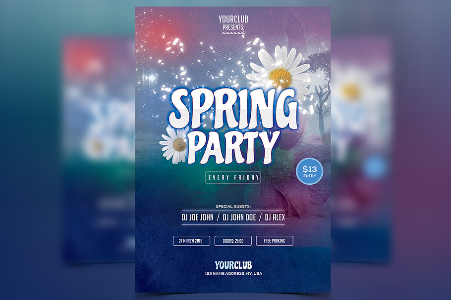 Spring Party - PSD Flyer in Flyer Templates - product preview 8