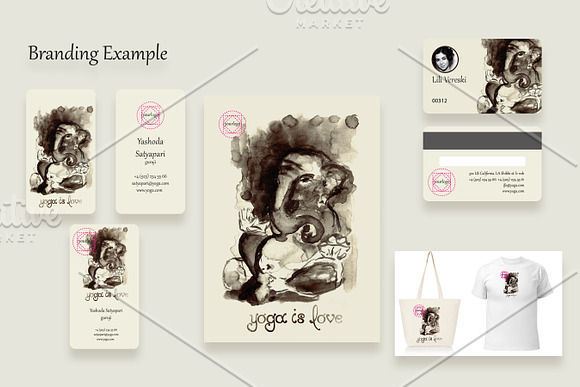 Yoga prints and cards branding kit in Card Templates - product preview 2