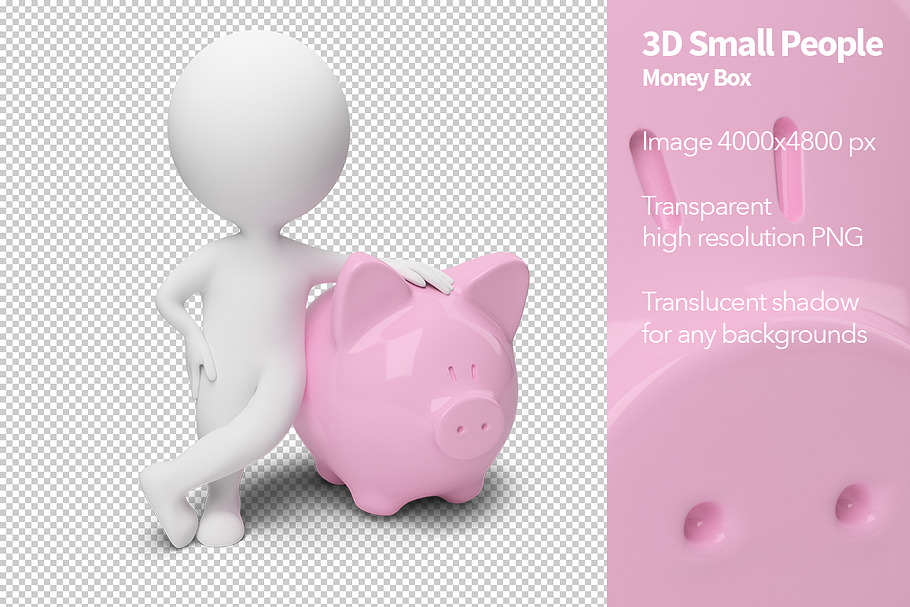 3D Small People - Money Box in Illustrations - product preview 8
