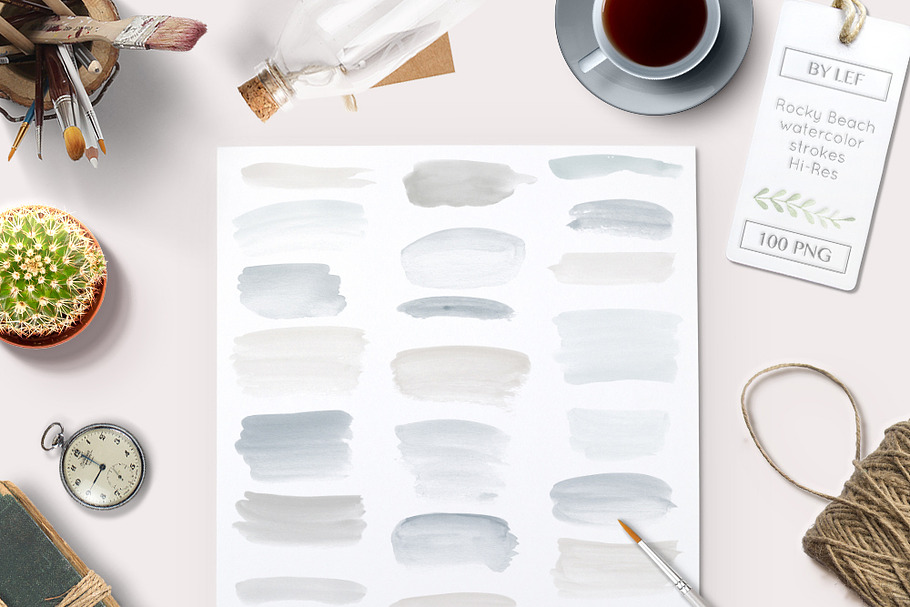 Watercolor strokes painted graphics in Textures - product preview 8