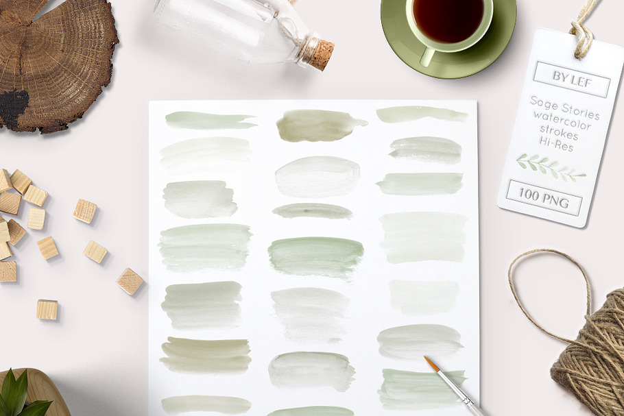 Watercolor clipart Paint Strokes in Objects - product preview 8