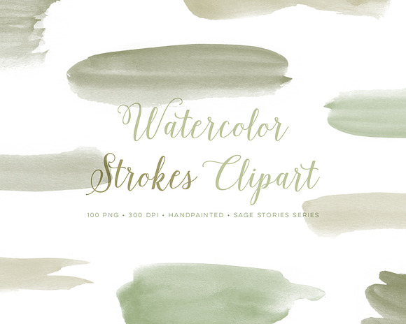 Watercolor clipart Paint Strokes in Objects - product preview 1