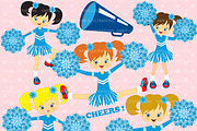 Blue cheerleaders clipart AMB-203