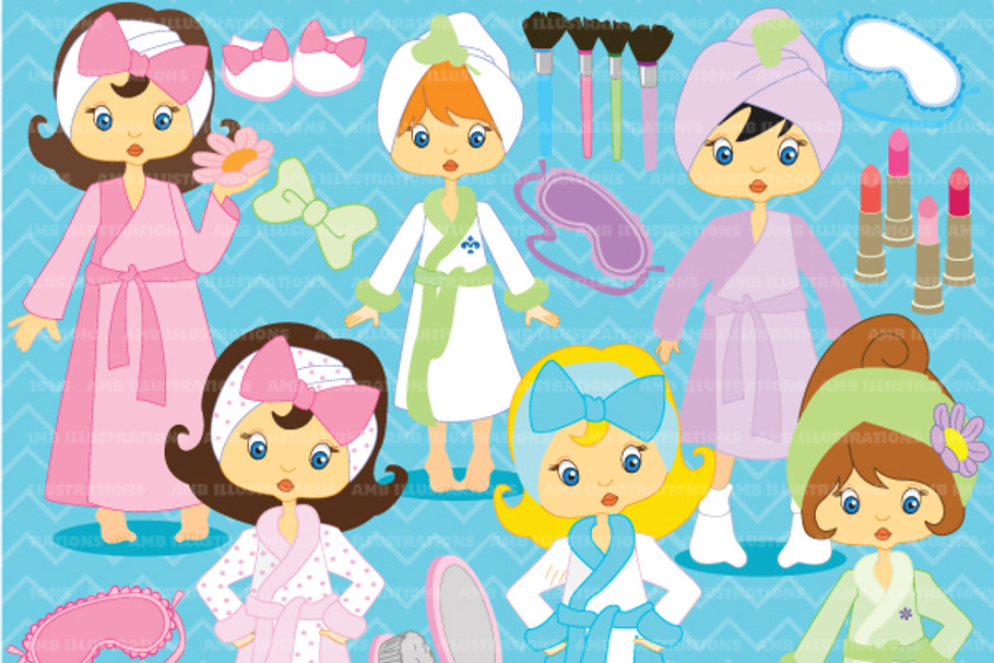 Spa Day Girls Clipart AMB-206