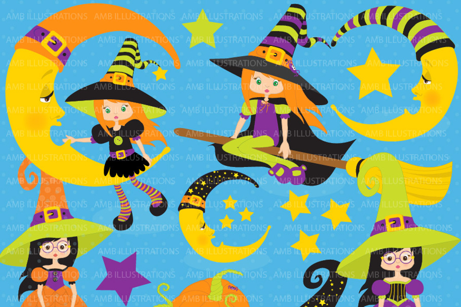 Little Witches Clipart AMB-216