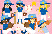 Girl's Baseball Team Clipart AMB-228