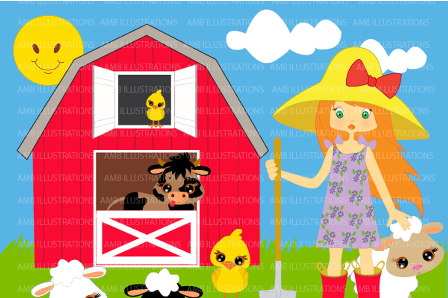 Farmer Girl clipart AMB-243 in Illustrations - product preview 8