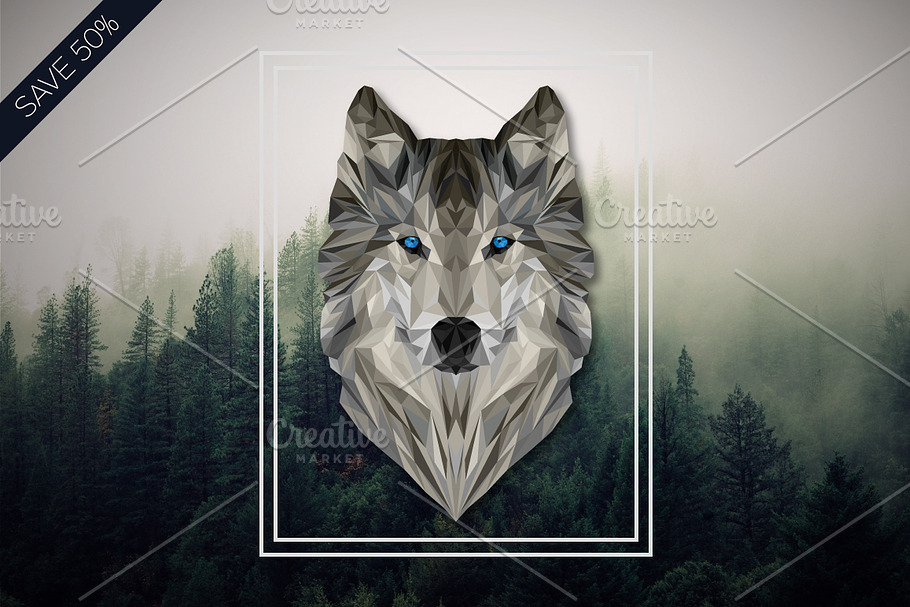 Geometric Wolf Vector Illustration