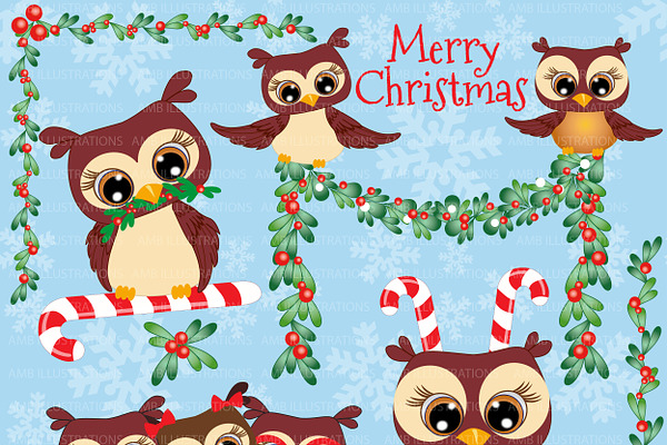 Christmas Owl Clipart AMB-278