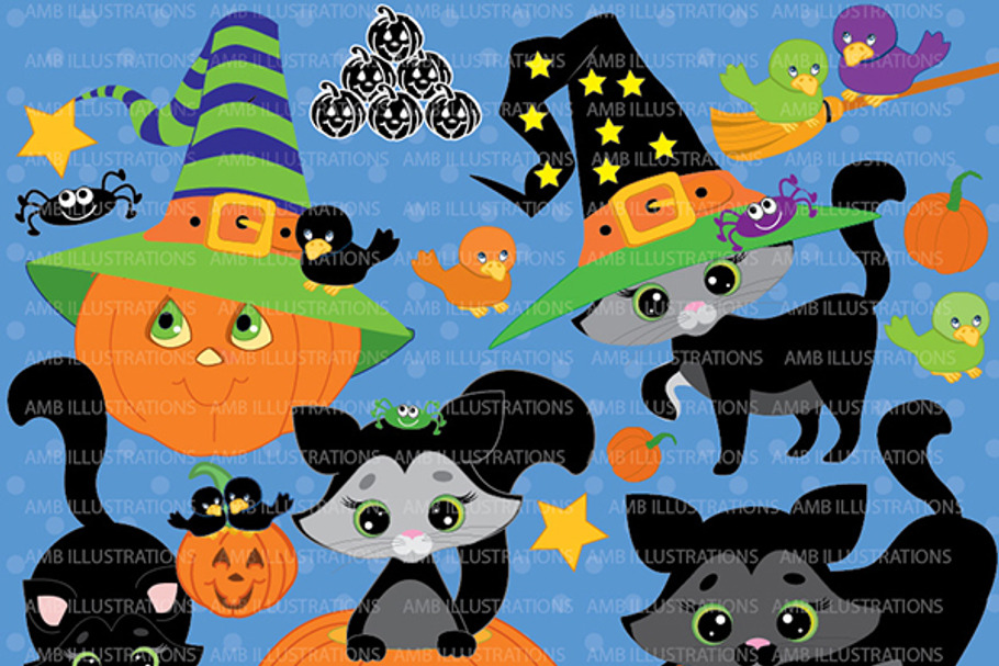 Halloween Cat Clipart AMB-298