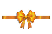 Gold ribbon and big bow on white