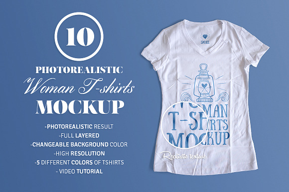 Woman T-Shirt Mockup in Product Mockups - product preview 4