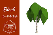 Birch in low poly style. vector