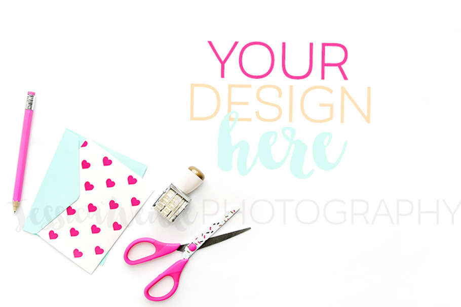 Designer Scissors + Pink Heart Card