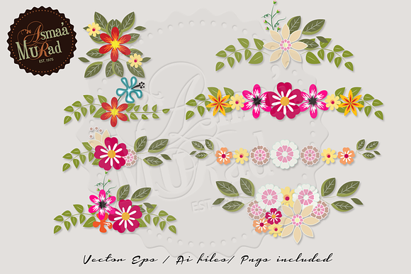 Vintage Flower borders Vectors in Illustrations - product preview 1
