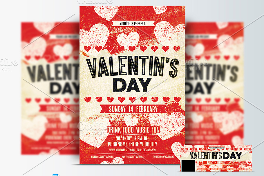 Valentines Day Flyer &Facebook Cover in Flyer Templates - product preview 8