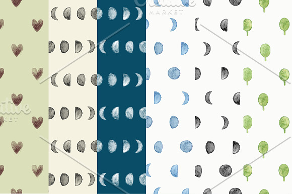 Cute watercolor patterns in Patterns - product preview 2