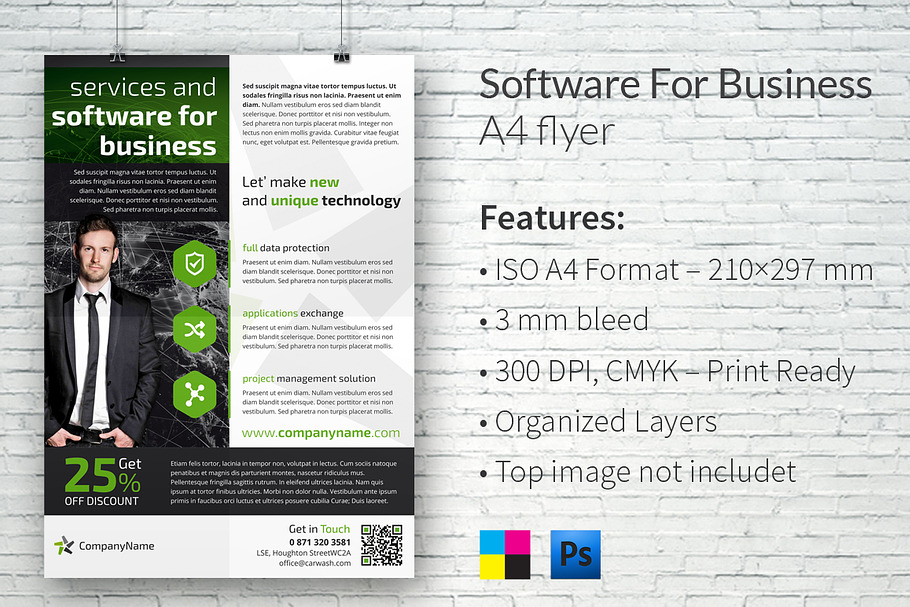 Software for Business A4 Flyer in Flyer Templates - product preview 8