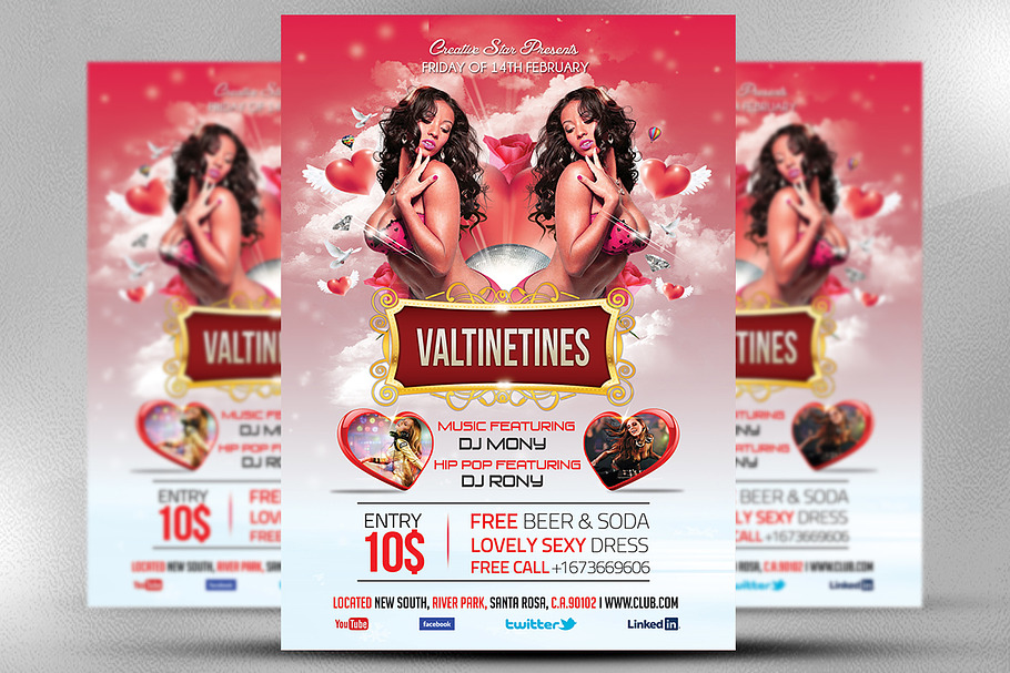 Valentine Party Flyer Template in Flyer Templates - product preview 8