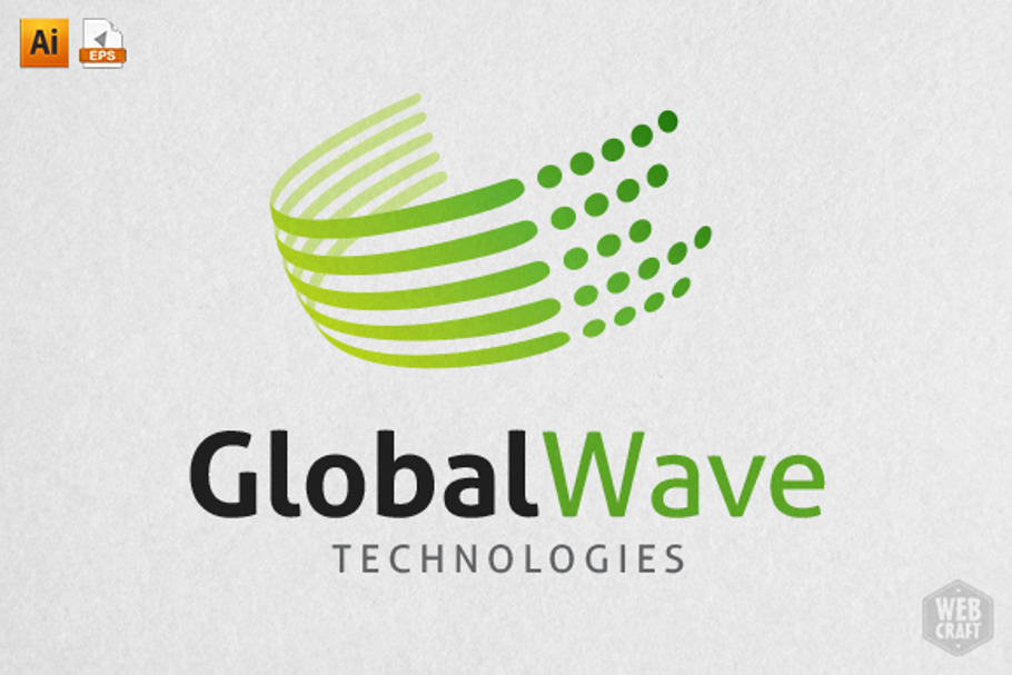 Global Wave Technology Logo Template in Logo Templates - product preview 8