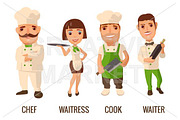 Waiter, cook, chef, waitress