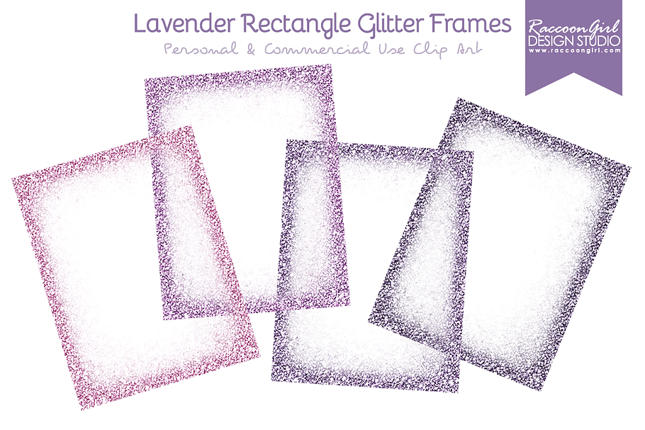 Lavender Rectangle Glitter Frames