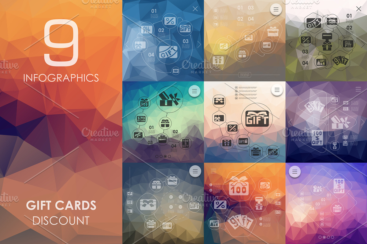 9 gift cards infographics in Presentation Templates - product preview 8