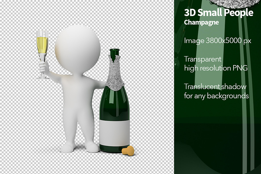 3D Small People - Champagne in Illustrations - product preview 8