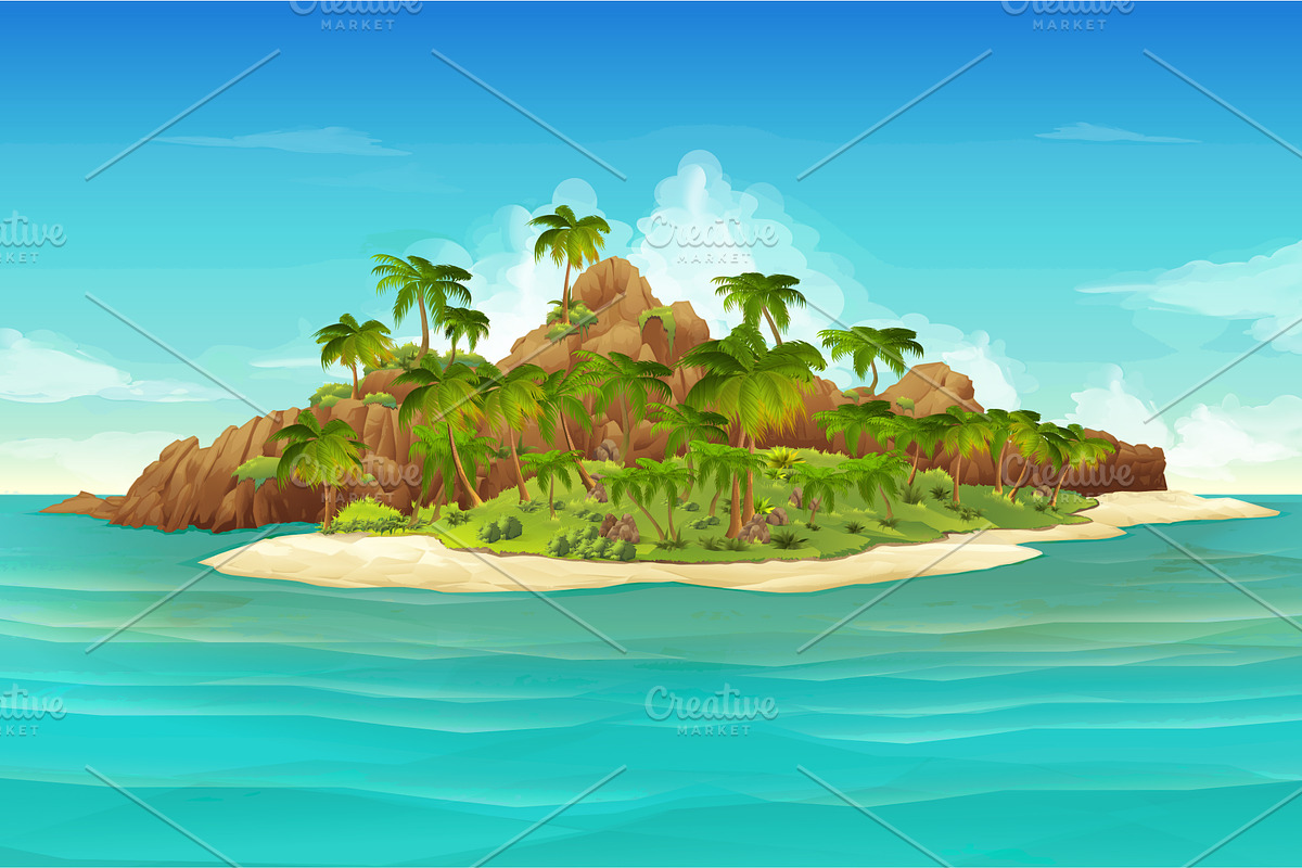 Tropical island, beach, vector in Illustrations - product preview 8