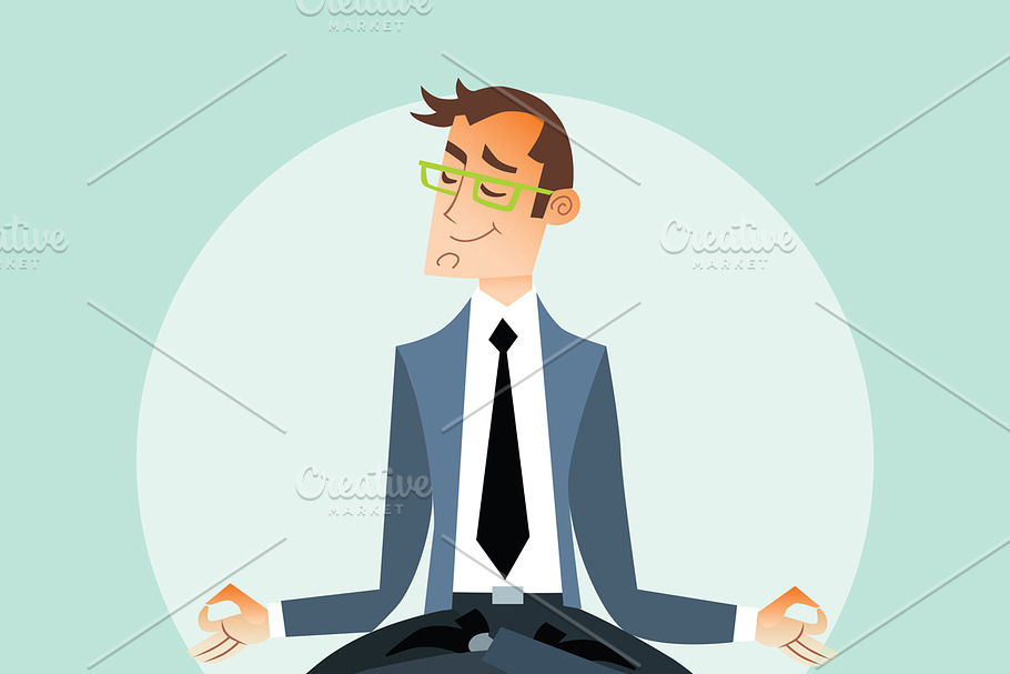 Businessman engaged in yoga in Illustrations - product preview 8