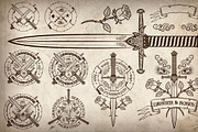 Dagger and Rose vintage logos