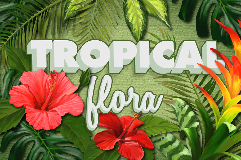 Tropical Flora, Vector & Raster Pack