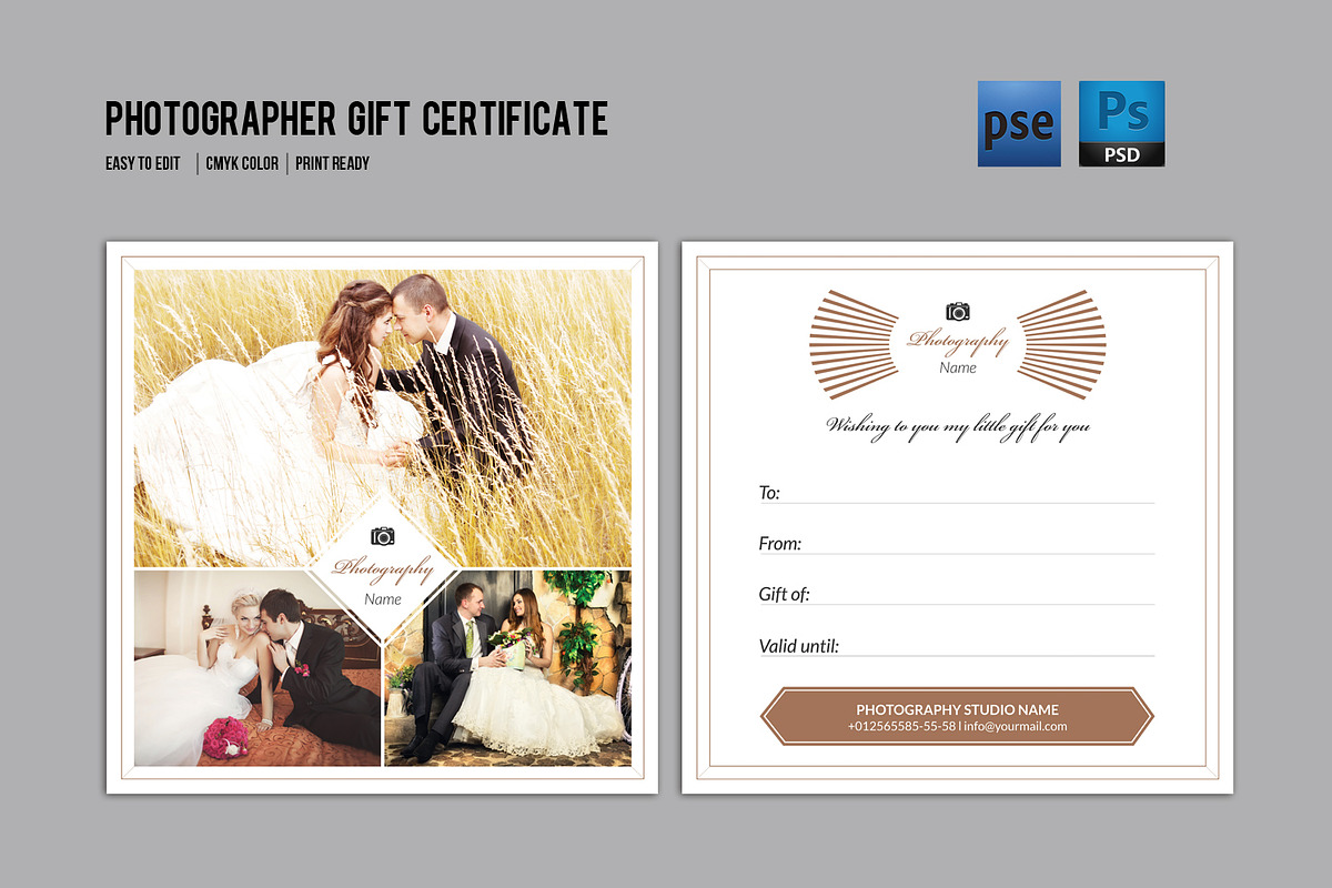 Photographer Gift Certificate-V03 in Card Templates - product preview 8