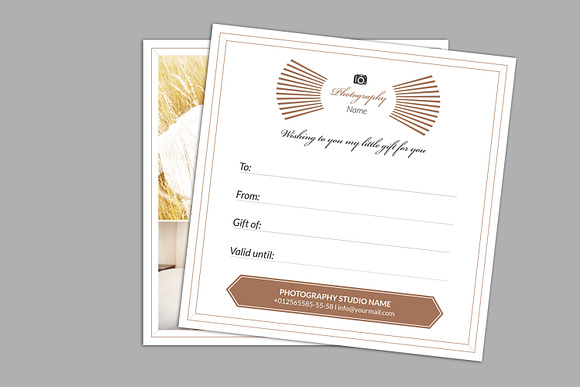 Photographer Gift Certificate-V03 in Card Templates - product preview 2