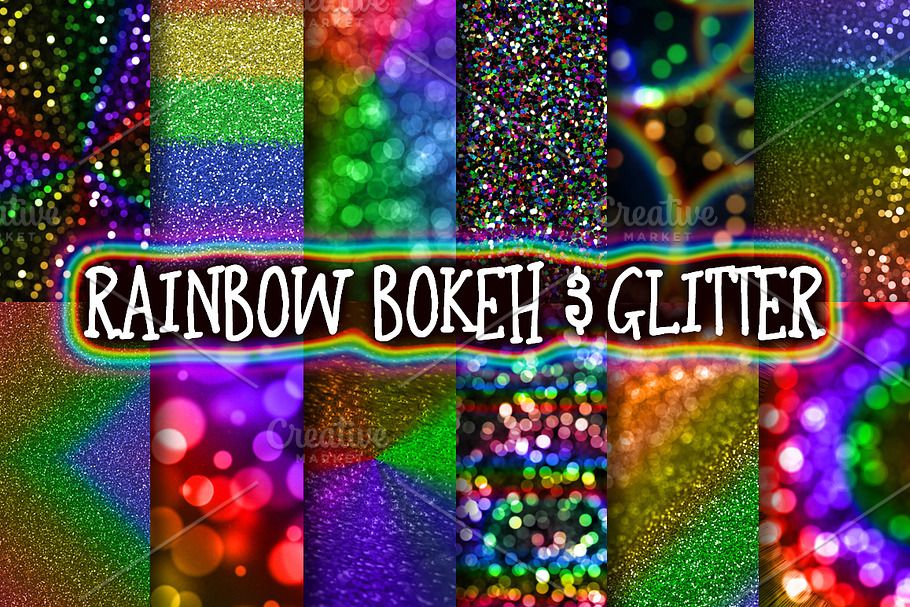 Rainbow Bokeh & Glitter Backgrounds