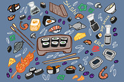 Japanese food - sushi doodle set