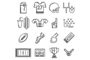 American football line vector icons