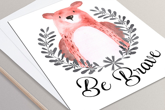 Woodland animals Watercolor Clipart in Illustrations - product preview 3