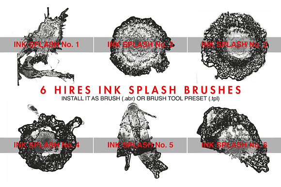 Ink Splash - 6 Images and Brushes in Photoshop Brushes - product preview 8