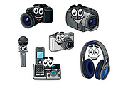 Cartoon cheerful digital devices and