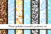 Paint splatter seamless pattern set