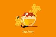 Jar with honey vector isolated