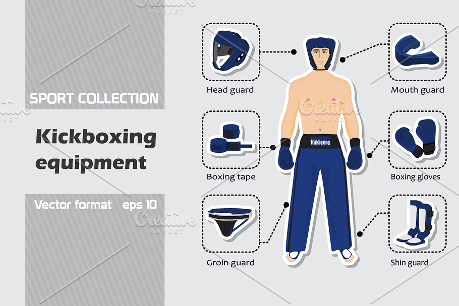 Set of kickboxing equipment in Illustrations - product preview 8