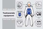 Set of taekwondo equipment