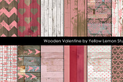 Wooden Background pink love hearts