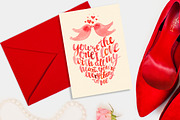 Valentine's day card kissing birds