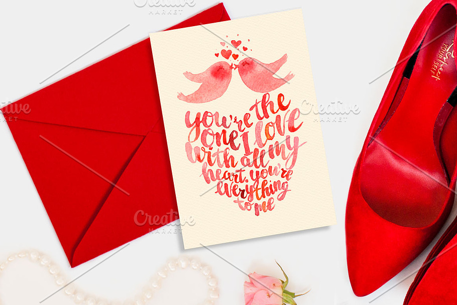 Valentine's day card kissing birds in Card Templates - product preview 8